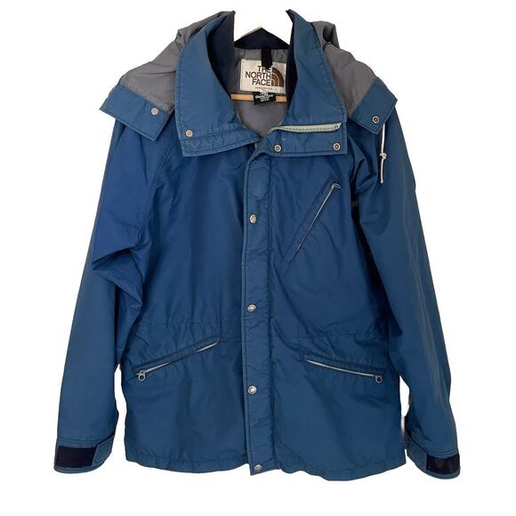 RARE Vintage 80s North Face Gore-Tex Mountain Anorak Hooded Blue Jacket Men Sz L